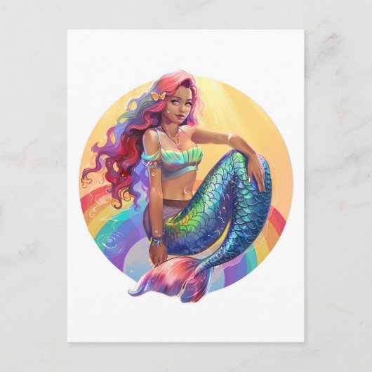 Rainbow Mermaid Briefkaart (Voorkant)