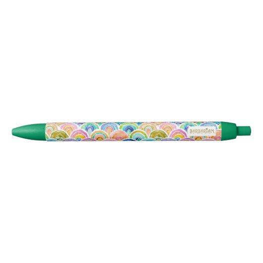 Rainbow Mermaid Colorful Scallop Zwarte Inkt Pen (Voorkant)