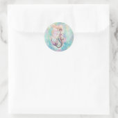 Rainbow Mermaid Fantasy Art Illustratie Ronde Sticker (Tas)