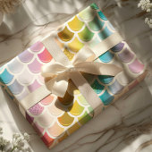 Rainbow Mermaid Fish Scales Cute Nautical Pattern Cadeaupapier