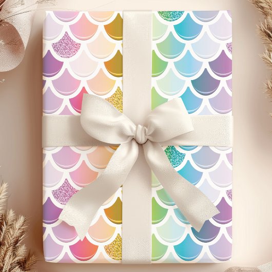 Rainbow Mermaid Fish Scales Cute Nautical Pattern Cadeaupapier
