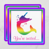 Rainbow Mermaid in Silhouette Happy Birthday Kaart (Voorkant / Achterkant)