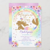 Rainbow Mermaid Invitation Kaart (Voorkant / Achterkant)