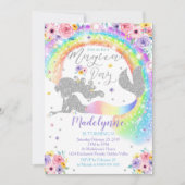 Rainbow Mermaid Invitation Zilveren Zeemeermin Kaart (Voorkant)