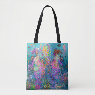 Rainbow Mermaid Jellyfish Prom DJaponnen Canvas ta Tote Bag