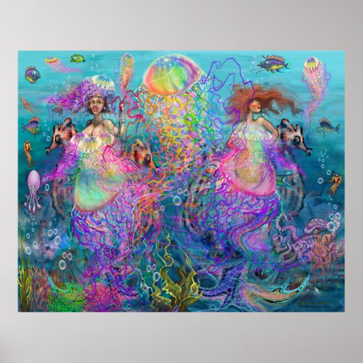 Rainbow Mermaid Jellyfish Prom Dresses Poster (Voorkant)