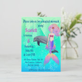 Rainbow Mermaid met Dolphin Summer Birthday Informatiekaartje (Staand voorkant)