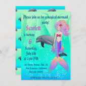 Rainbow Mermaid met Dolphin Summer Birthday Informatiekaartje (Voorkant / Achterkant)