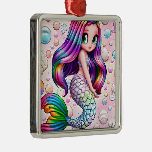Rainbow Mermaid Metalen Ornament (Rechts)
