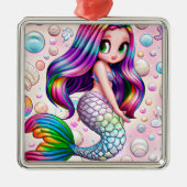 Rainbow Mermaid Metalen Ornament (Voorkant)