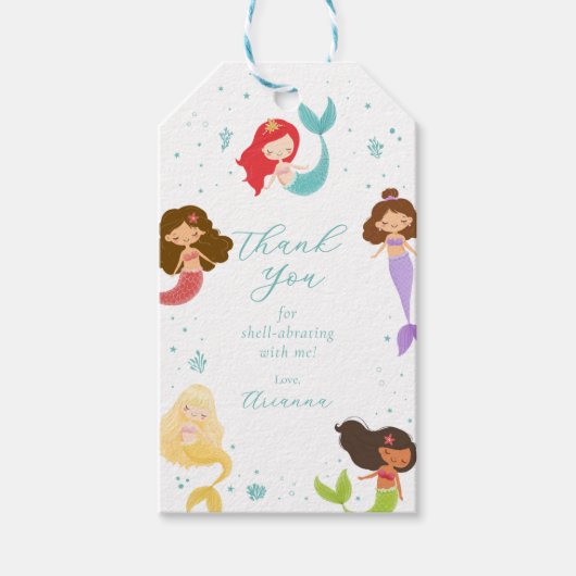 Rainbow Mermaid Party Favoriet Gift Label Cadeaulabel (Voorkant)