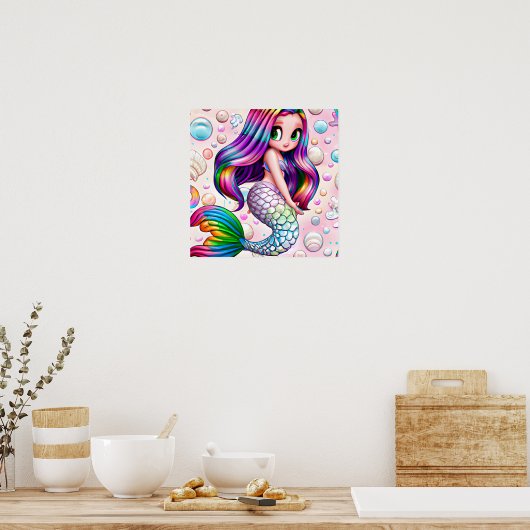 Rainbow Mermaid Poster (Keuken)