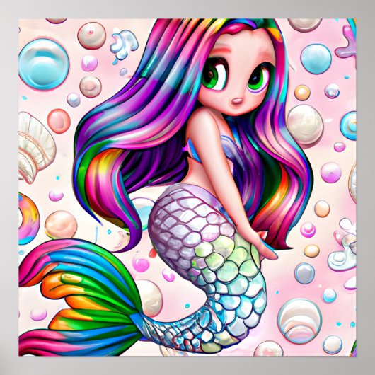 Rainbow Mermaid Poster (Voorkant)