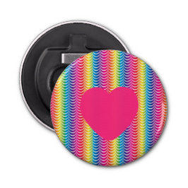 Rainbow Mermaid Pride Heart Button Flesopener
