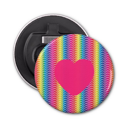 Rainbow Mermaid Pride Heart Button Flesopener (Voorkant)