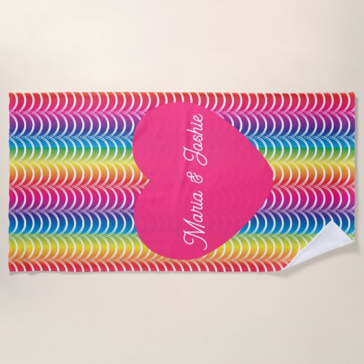 Rainbow Mermaid Pride Heart Strandlaken (Voorkant)