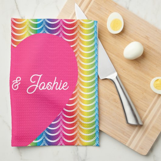 Rainbow Mermaid Pride Heart Theedoek (Quarter Fold)