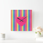 Rainbow Mermaid Pride Heart Vierkante Klok (Huis)