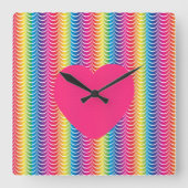 Rainbow Mermaid Pride Heart Vierkante Klok (Voorkant)