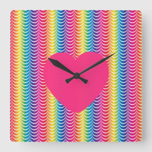 Rainbow Mermaid Pride Heart Vierkante Klok (Voorkant)