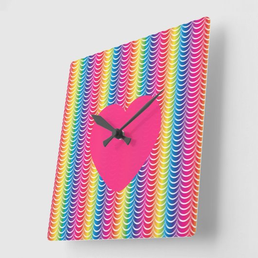 Rainbow Mermaid Pride Heart Vierkante Klok (Hoek)