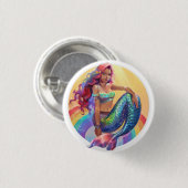 Rainbow Mermaid Ronde Button 3,2 Cm (Voorkant /achterkant)