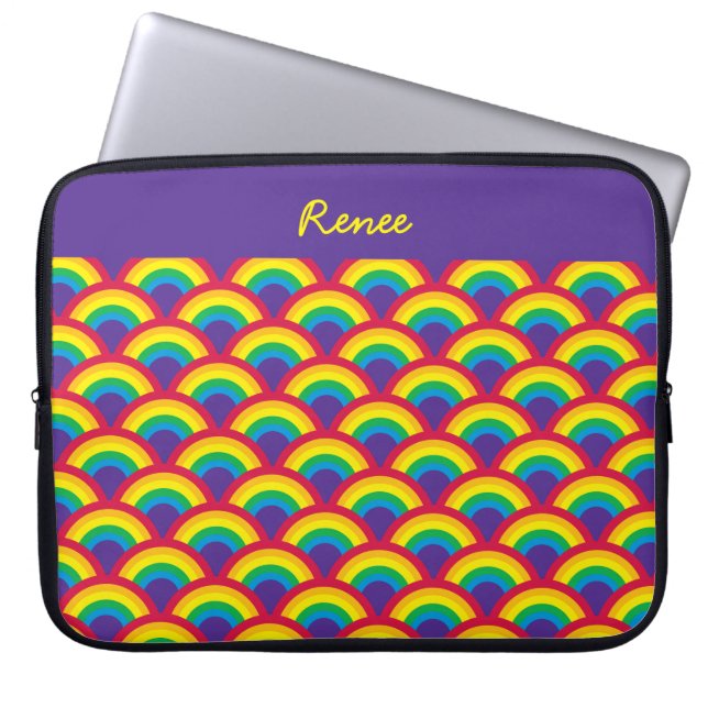 Rainbow Mermaid Scale, aangepaste naam Laptop Sleeve (Voorkant)