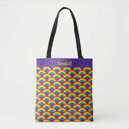 Rainbow Mermaid Scale, aangepaste naam Tote Bag