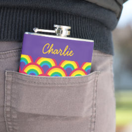 Rainbow Mermaid Scale Small Custom Name Flask Heupfles