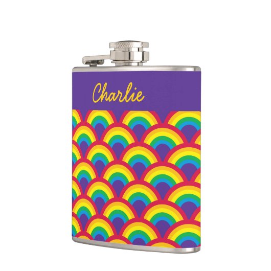 Rainbow Mermaid Scale Small Custom Name Flask Heupfles (Links)