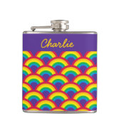 Rainbow Mermaid Scale Small Custom Name Flask Heupfles (Voorkant)