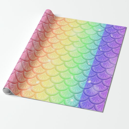 Rainbow Mermaid Scales Cadeaupapier (Uitgerold)