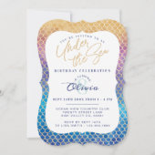 Rainbow Mermaid Scales Foto Birthday Invitation Kaart (Voorkant)