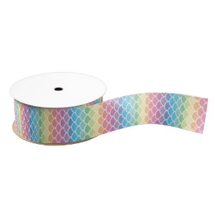Rainbow Mermaid Scales Ribbon Grosgrain Lint