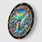 Rainbow Mermaid Tail Ocean Timepiece Grote Klok (Hoek)