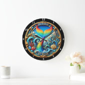 Rainbow Mermaid Tail Ocean Timepiece Grote Klok (Huis)
