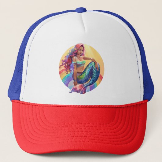Rainbow Mermaid Trucker Pet (Voorkant)