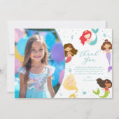 Rainbow Mermaid Verjaardag Bedankt Card Kaart (Voorkant)