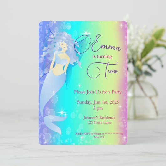 Rainbow Mermaid Verjaardag Kaart (Staand voorkant)