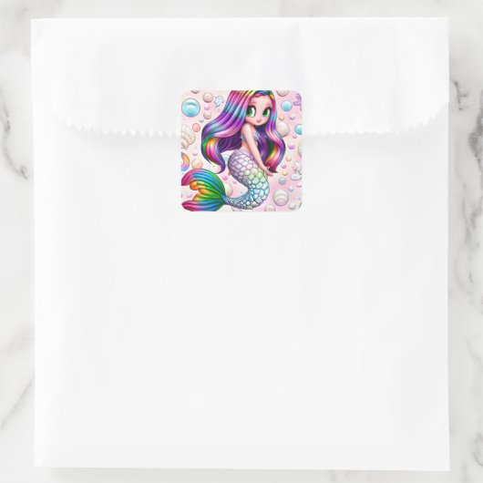 Rainbow Mermaid Vierkante Sticker (Tas)