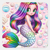 Rainbow Mermaid Vierkante Sticker (Voorkant)