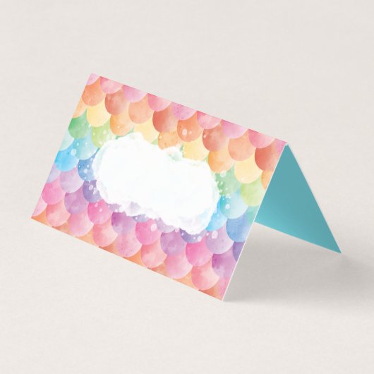 Rainbow Mermaid Waterverf Place Cards Visitekaartje (Voorkant)