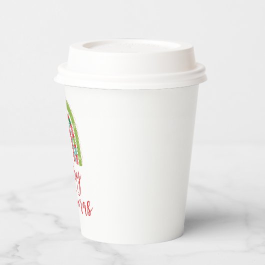 Rainbow Merry Christmas Papieren Bekers (Links)