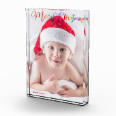 Rainbow Merry Christmas Script Overlay Baby Fotoblokken (Rechts)