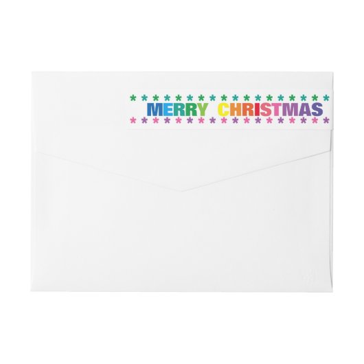 Rainbow Merry Kerstmis - Label voor lang retouradr (Achterkant)