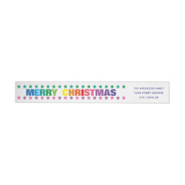 Rainbow Merry Kerstmis - Label voor lang retouradr