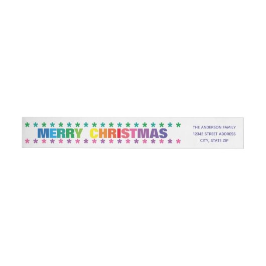 Rainbow Merry Kerstmis - Label voor lang retouradr (Individueel)
