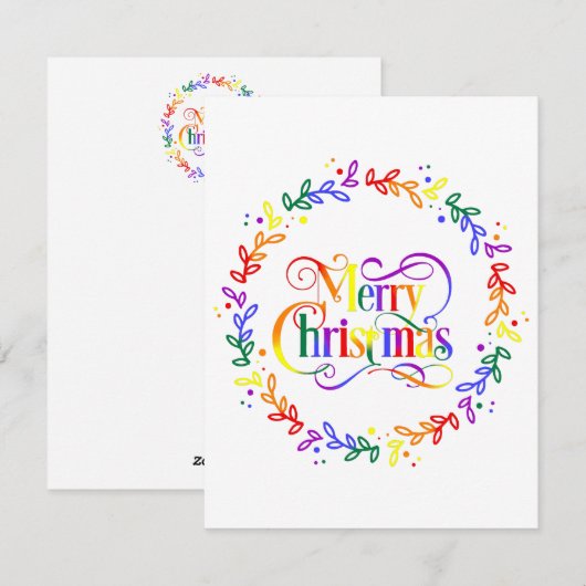 Rainbow Merry Kerstmis met grote kerstkaart (Voorkant / Achterkant)