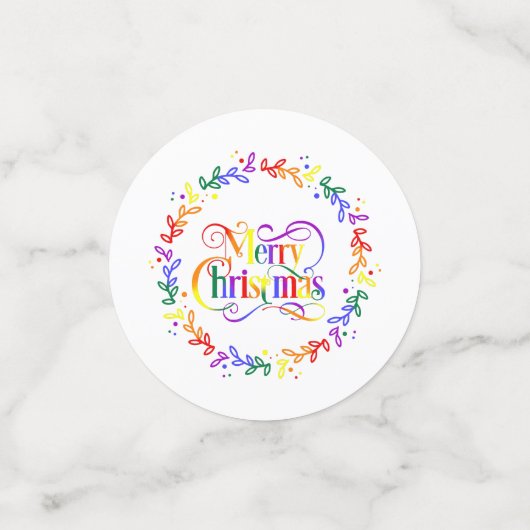 Rainbow Merry Kerstmis Wreath Confetti (Kleine voorkant)