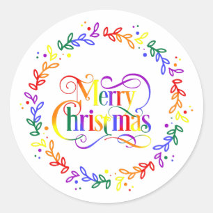 Rainbow Merry Kerstmis Wreatker Stickers